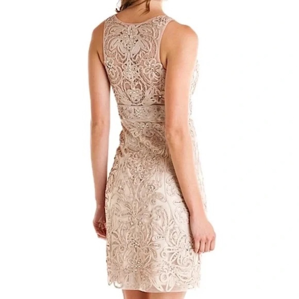 SUE WONG Sleeveless Nude Cocktail Dress (Size 10)